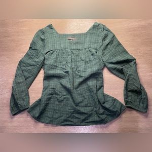 Madewell Dark Green Black Blouse Shirt Top S